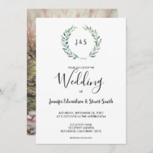 植物の水彩画の葉のモノグラム写真　ウェディング