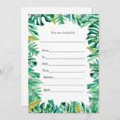 植物の水彩画 招待状 記入式 (正面/裏面)