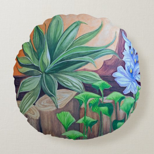 植物の池パーティー ラウンドクッション (正面)