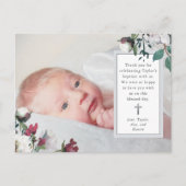 植物の洗礼感謝状 クロスの写真付き ポストカード (正面)