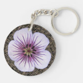 植物の淡いブルーのゼラニウムの花 キーホルダー (裏面)