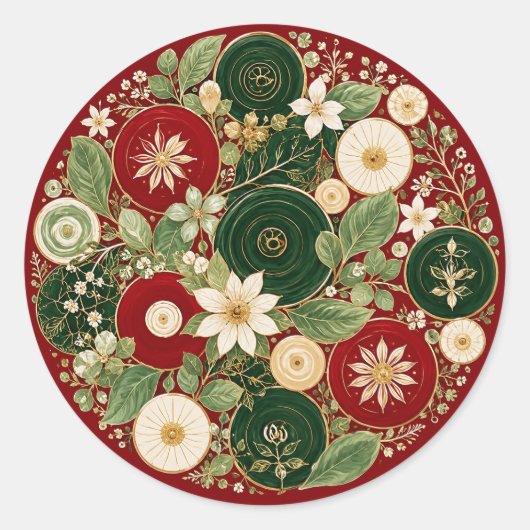 植物の深紅リース ラウンドシール (正面)
