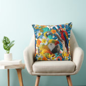 植物の熱帯コラージュのオウムのコンゴウインコのカラフル クッション (椅子)