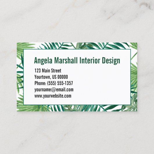 植物の熱帯バナナのシュロの葉 名刺 (裏面)