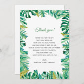 植物の熱帯ベビーシャワーのサンキューカード サンキューカード (正面/裏面)