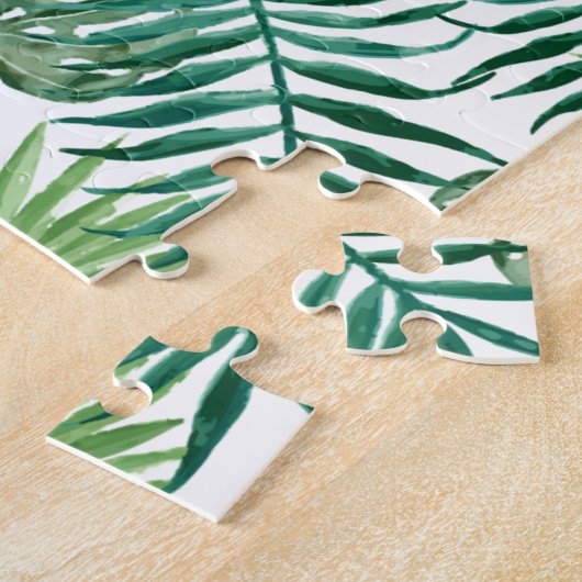 植物の熱帯植物のシュロの葉 ジグソーパズル (側面)