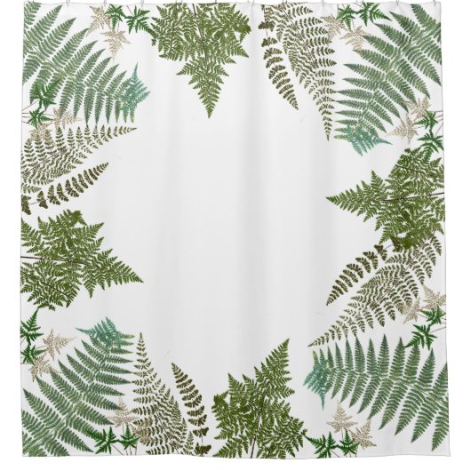植物の熱帯雨林のシダの葉のシャワー・カーテン シャワーカーテン (正面)