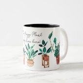 植物の熱狂する女性はここに住んでいる&ボヘミアの植物 ツートーンマグカップ (正面右)