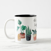 植物の熱狂する女性はここに住んでいる&ボヘミアの植物 ツートーンマグカップ (左)