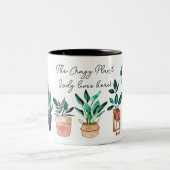 植物の熱狂する女性はここに住んでいる&ボヘミアの植物 ツートーンマグカップ (中央)