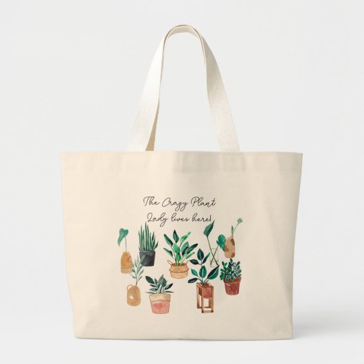 植物の熱狂する女性はここに住んでいる&ボヘミアの植物 ラージトートバッグ (正面)