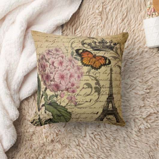 植物の王冠の原稿のアジサイの鳥のフランス語 クッション (ブランケット)