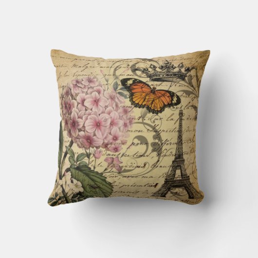 植物の王冠の原稿のアジサイの鳥のフランス語 クッション (裏面)