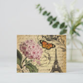 植物の王冠の原稿のアジサイの鳥のフランス語 ポストカード (スタンド正面)