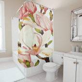 植物の珊瑚のピンクのマグノリアによっては花の芸術が開花します シャワーカーテン (インサイチュ)