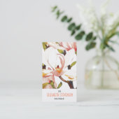 植物の珊瑚のピンクのマグノリアによっては花の芸術が開花します 名刺 (スタンド正面)