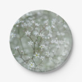 植物の白いカスミソウの花の写真 ペーパープレート (正面)
