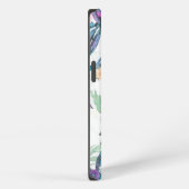 植物の白い庭の花と鳥 iPhoneケース (右側面)