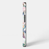 植物の白い庭の花と鳥 iPhoneケース (左側面)
