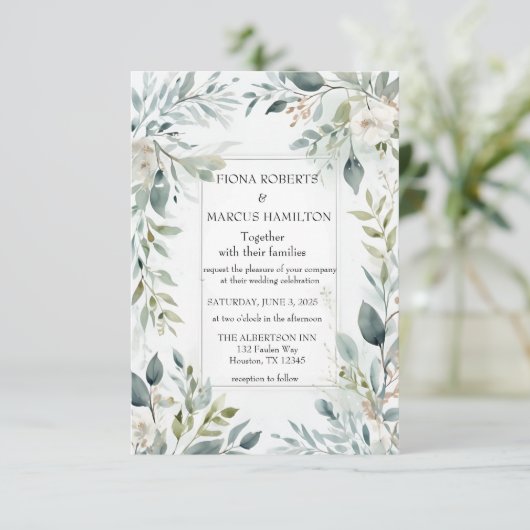 植物の素朴な花のデザインの「Save the Date」カード セーブザデート (スタンド正面)