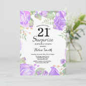 植物の紫のフローラサプライズ21歳の誕生日 招待状 (スタンド正面)