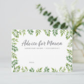植物の緑のベビーシャワーのアドバイスカード 招待状 (スタンド正面)