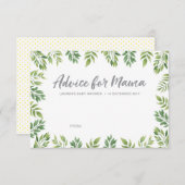 植物の緑のベビーシャワーのアドバイスカード 招待状 (正面/裏面)