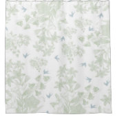 植物の緑のヴィンテージのエレガントな花の灰色の鳥 シャワーカーテン (正面)