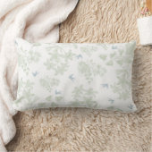 植物の緑のヴィンテージのエレガントな花の灰色の鳥 ランバークッション (ブランケット)