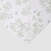 植物の緑のヴィンテージのエレガントな花の灰色の鳥 薄葉紙 (詳細)