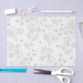 植物の緑のヴィンテージのエレガントな花の灰色の鳥 薄葉紙 (クラフト)