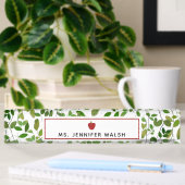 植物の緑の草木の赤いAppleの先生 デスクネームプレート