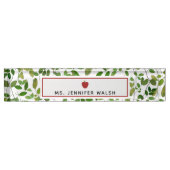 植物の緑の草木の赤いAppleの先生 デスクネームプレート (正面)