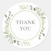 植物の緑の葉ありがとう ラウンドシール (正面)