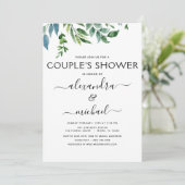 植物の緑の葉のカップルのシャワー 招待状 (スタンド正面)