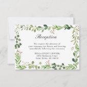 植物の緑の葉の境界線 ウェディング レセプション 招待状 (正面)