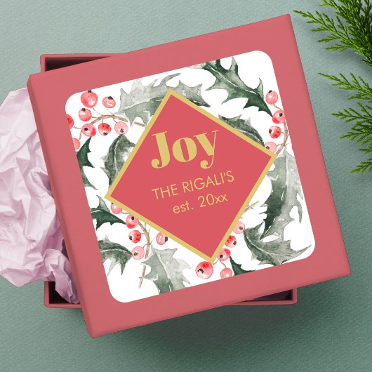 植物の緑のJoy クリスマス スクエアシール