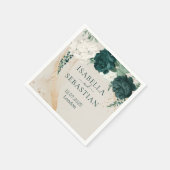 植物の緑豊かなバラの結婚式 スタンダードカクテルナプキン (角)