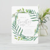 植物の群葉の第21誕生日の招待 招待状 (スタンド正面)