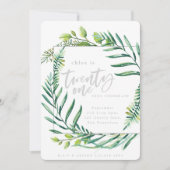 植物の群葉の第21誕生日の招待 招待状 (正面)