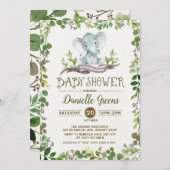 植物の群葉の緑の草木のベビーシャワーの招待 招待状 (正面/裏面)