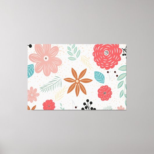 植物の背景パターンの引き伸ばしキャンバス印刷 キャンバスプリント (正面)