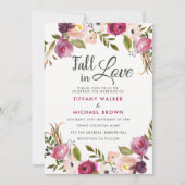 植物の花で恋に落ちるオールシーズンのウェディング 招待状 (正面)