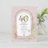 植物の花のアーチ 40歳の誕生日パーティー 招待状 (スタンド正面)