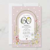 植物の花のアーチ 60歳の誕生日パーティー 招待状 (正面)