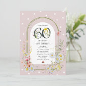 植物の花のアーチ 60歳の誕生日パーティー 招待状 (スタンド正面)