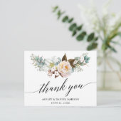 植物の花のカリグラフィー結婚式のお礼 ポストカード (スタンド正面)