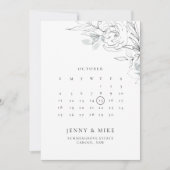 植物の花のカレンダー・セーブ・ザ・デートの招待状 招待状 (正面)