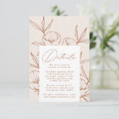 植物の花のクリーム色とシナモンの結婚式の詳細 エンクロージャーカード (スタンド正面)