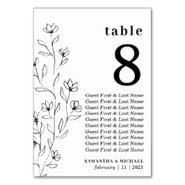 植物の花のスケッチ クリア シーティング テーブルナンバー